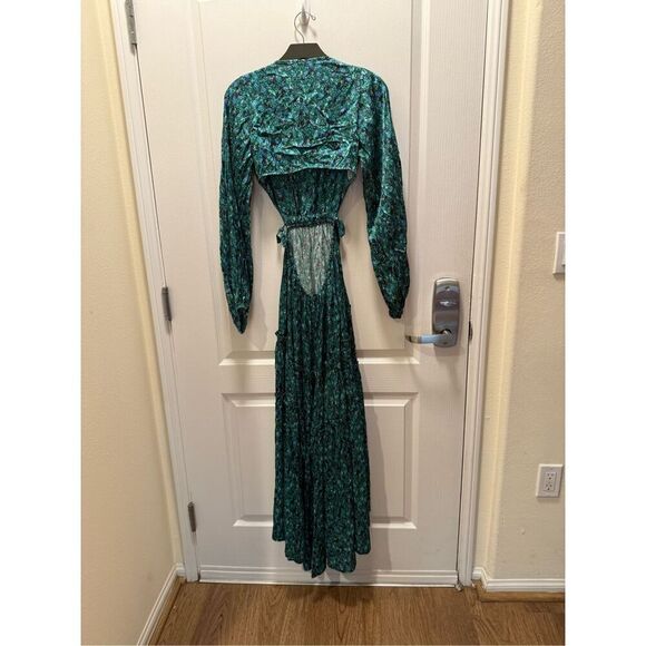 Kivari Acacia Long Sleeve Maxi Dress- Blue Ditzy Spring summer Dress size 4 NWT - Picture 6 of 8